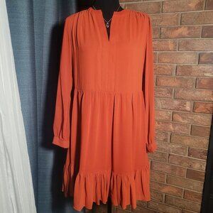 NWOT Vince Camuto Long Sleeve Split Neck Ruffle Tiered Babydoll Dress - Size XS